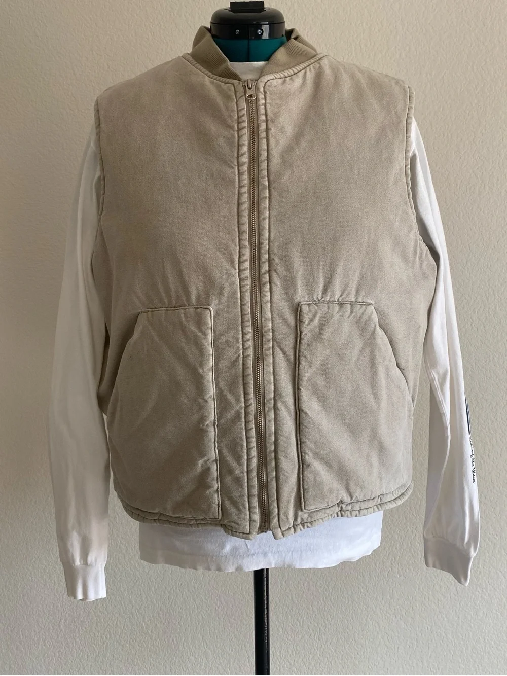 Vintage J. Crew canvas vest puffer quilt lined work wear, M
